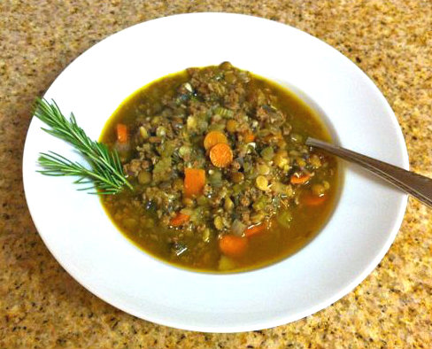 Beef Lentil Soup with Rosemary