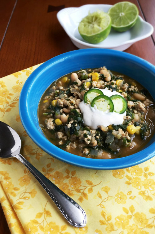 Mexican Chicken White Bean Soup with Lime Sour Cream