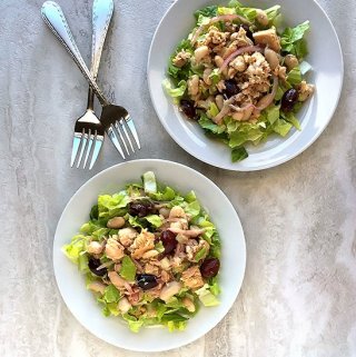 Tuna Cannellini Bean Salad with Parmesan Garlic Dressing