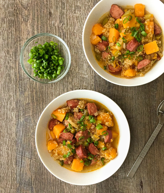 Butternut Squash Stew with Andouille and Quinoa