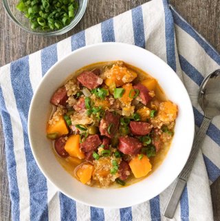 Butternut Squash Stew with Andouille and Quinoa