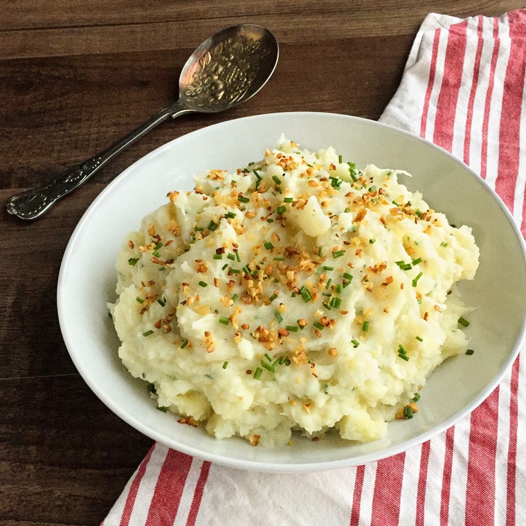 Mashed Potatoes and Parsnips with Toasted Garlic