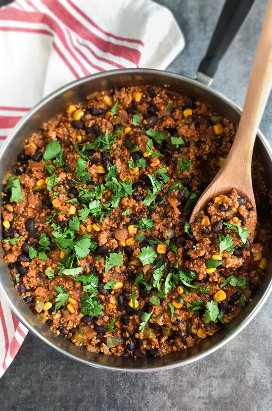 This tasty One-Pan Mexican Quinoa makes a healthy and easy weeknight meal!