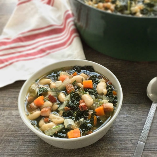 White Bean Soup with Kale - a easy soup recipe featuring canned beans to help get dinner on the table quicker!