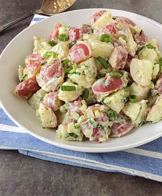  This Baby Red Potato Salad features a light and creamy dressing and is sure to become one of your favorite cookout side dishes this Summer!
