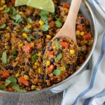 This Southwestern Quinoa and Black Beans recipe can be made in about twenty minutes and works as a light main course for lunch or as a side dish! Healthy and delicious!